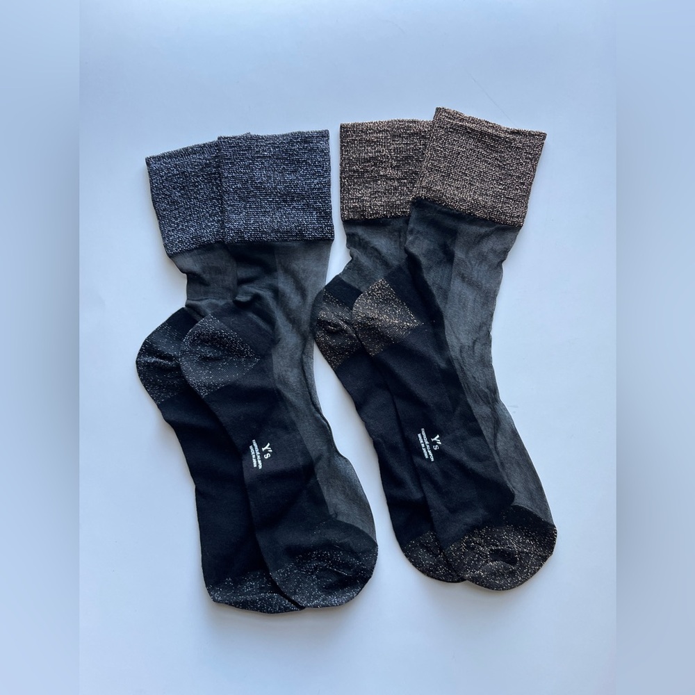 2 X Y's by Yohji Yamamoto Black and Gray Women's Dress Socks